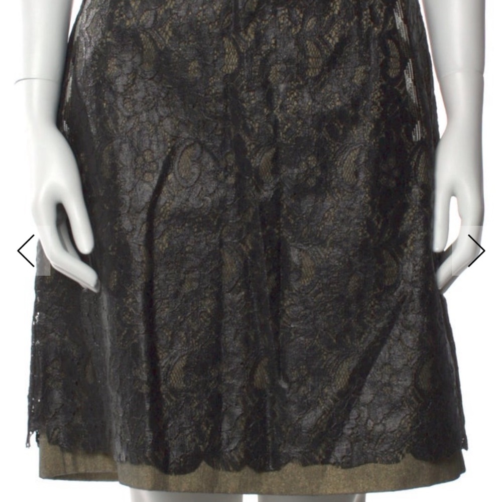 Tomas Maier Black and Gold Lace A-Line Skirt